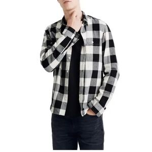 Madewell Men’s Black & White Buffalo Check Flannel Shirt Large